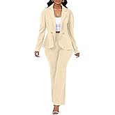 Aro Lora Pant Suits for Women Dressy 2 Piece Set Ruffle Peplum Blazer and Flare Pants Outfits for Business Office Work