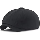 Nanwansu Men's and Women's Cotton Painters Octagonal Newsboy Hats Tweed Cap Herringbone Cabbie Flat Cap