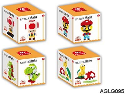 4 SET - Nanolg Mini Block - Super Mario Building Block Toy (Mario Yoshi Toad Koopa)