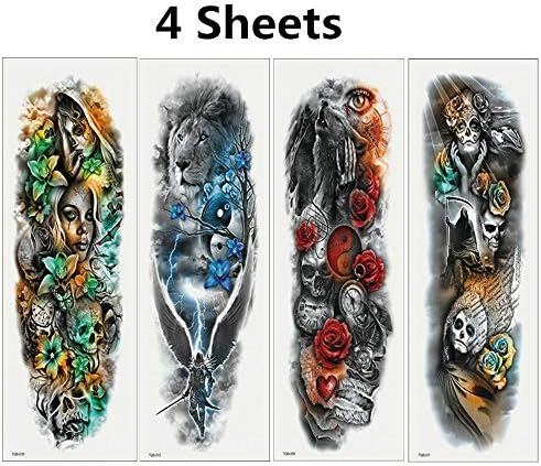 Body Fake Temporary Tattoo Sticker Realistic Waterproof Sexy Tattoos Whole Arm For Girls Men Teens Boys