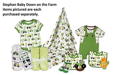 Stephan Baby Romper/Overall-Style Down on The Farm Tractor Diaper Cover, Green/White/Yellow, 6-12 Months