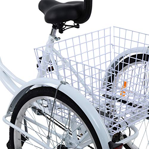 Ridgeyard 7 Speed 24 Inch 3 Wheel Adult Tricycle Bike Cycling Pedal Cruiser Bicycles Folding Basket - Thumbnail 4