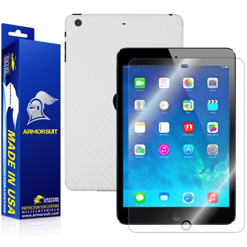 ArmorSuit MilitaryShield - Apple iPad mini 2 (Wifi + LTE) Screen Protector + White Carbon Fiber Full Body Skin Protectorw/ Lifetime Replacements