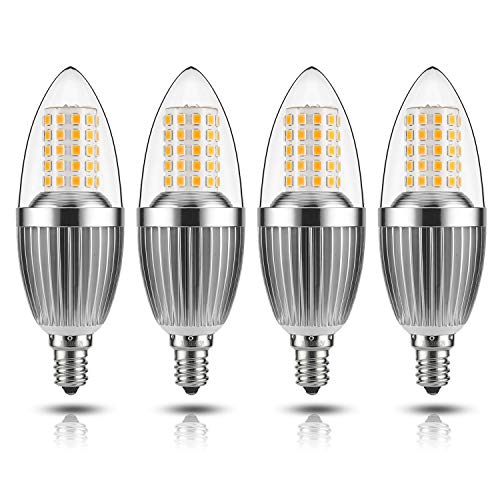 GEZEE  LED Candelabra Bulb, Non-Dimmable 100-Watt Light Bulbs Equivalent, 12W LED Candle Bulbs,Warm White 3000K Chandelier Bulbs, E12 Candelabra Base, 120V, 1200Lumens, 4.7in,Torpedo Shape(4 Pack)
