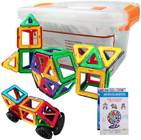 60 pcs Magnetic Blocks Set - STEM Educational Magnetic Construction Building Tiles Toys for Kids- with Storage Box (Multi color)