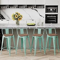 Alunaune 24" Swivel Metal Bar Stools Set of 4