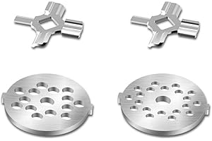Antree Stainless Steel Meat Grinder Plate Discs/Grinding Blades for for KitchenAid Stand Mixer Food Grinder Attachment(FGA), 2 sharp blades and 2 cutting plates (coarse and fine)