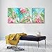 RUISHI Canvas Wall Art 3 Pieces Flamingo Boho Decor for Bedroom Animal Picture Palm Leaves Green Tropical Plant Prints Framed Posters Hanging Artwok Living Room Kids Rooms Decoration 16L x 12W