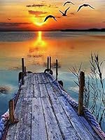 ParNarZar DIY 5D Diamant Painting Bilder Voll Set - Sonnenuntergang am Steg - Diamond Painting Set Full Groß 35X45Cm
