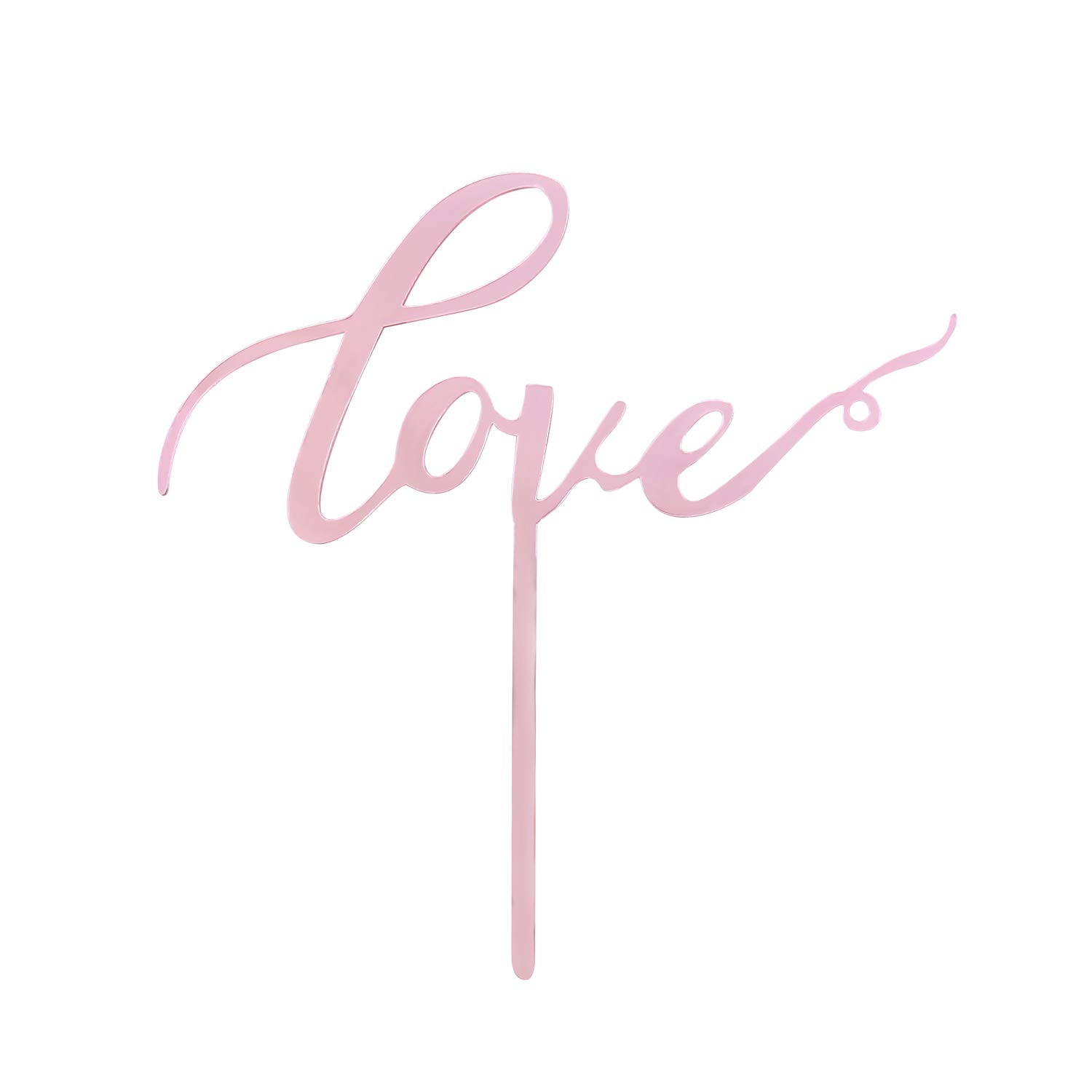 12 PCS Wedding Cake Topper Set Rose Gold Acrylic Love Sign Cupcake Topper Paper Fans Confetti Balloon Cake Supplies Decorations for Wedding Anniversary Birdal Shower