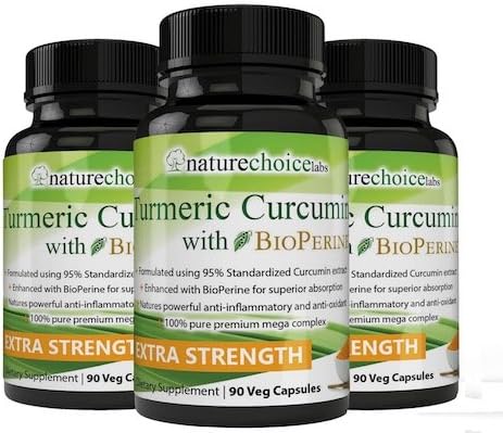 Organic Premium Turmeric Curcumin with BioPerine Black Pepper (3 Count) Anti-Inflammatory &amp; Antioxidant Supplement