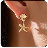 Starfish Earrings for Women Fish Seashell Conch Shell Earrings Beach Jewelry for Women Summer Vacation Outfits Beach Earring