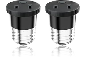 ERQILUJI 2 Pack, Light Socket to Plug Adapter, Light Bulb Socket Convert to Outlet Adapter (Black).