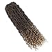 DEYNGS 18''Goddess Faux Locs Crochet Hair Braids Wavy with Curly Ends Synthetic Hair Extensions Fauxlocs Fiber Braiding Hair Afro Kinky Soft Dread Dreadlocks (6Packs/Lot, 1B/27)