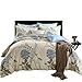 GOOFUN Duvets Cover Bedding Set Comforter Covers 1 Duvet Cover and 2 Pillow Shams Lightweight Microfiber Comfortable and Breathable, Yellow with Blue Flora, King
