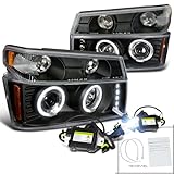 Colorado Canyon Black Halo Projector Headlights+Corner Lamps+H1 6000K HID