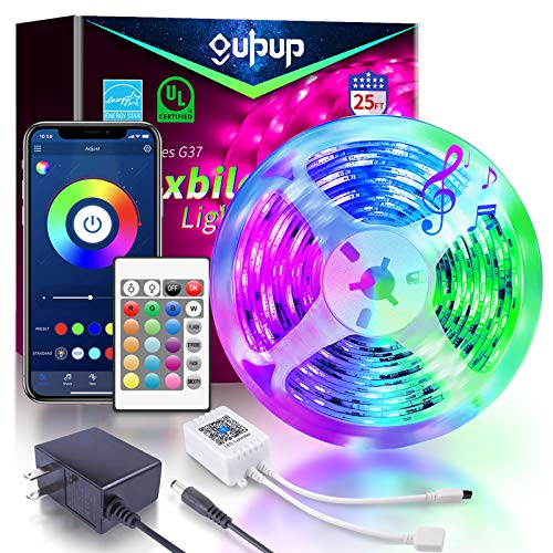LED Lights Bluetooth 25ft, GUPUP LED Smart Strip Lights 5050 RGB Color