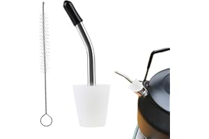 Kettle Spout Extender | Liquor Pour Spout,0.59-0.7in Diameter with Brush Cover Tapered Nozzle Reusable for Water Hot Milk Res