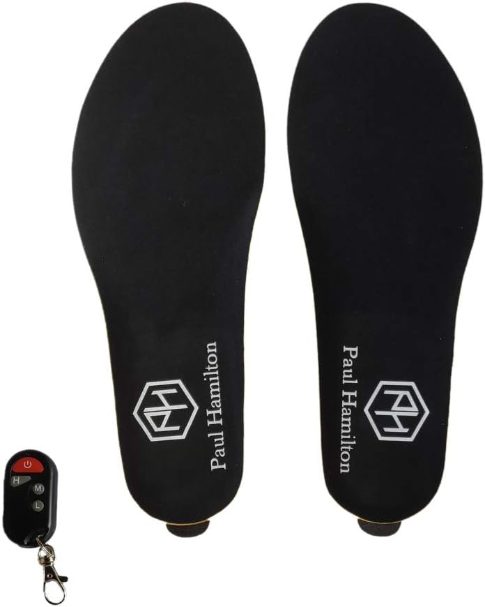 Pau1Hami1ton PI-01 Heated Insoles Foot Warmers USB Rechargeable with Remote Control- Waterproof Electric Heated Feet Warmer Insole Heater for Women Men