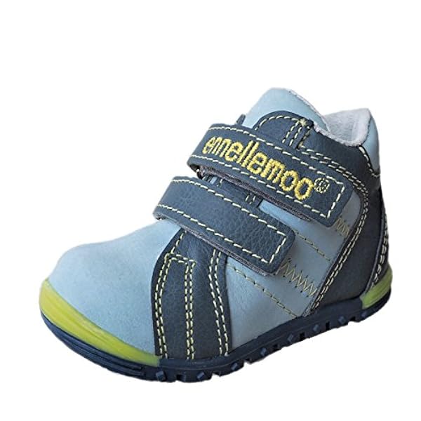 ennellemoo Made in EUEnnellemoo® Kinder-Baby-jongens-leren schoenen-loopschoenen,  enkelhoog-klittenbandsluiting van echt leer,