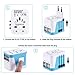 International Travel Adapter, All in One Universal Worldwide European Power Plug with 2.4A 4-Port USB Wall Charger for USA EU UK AUS Blue