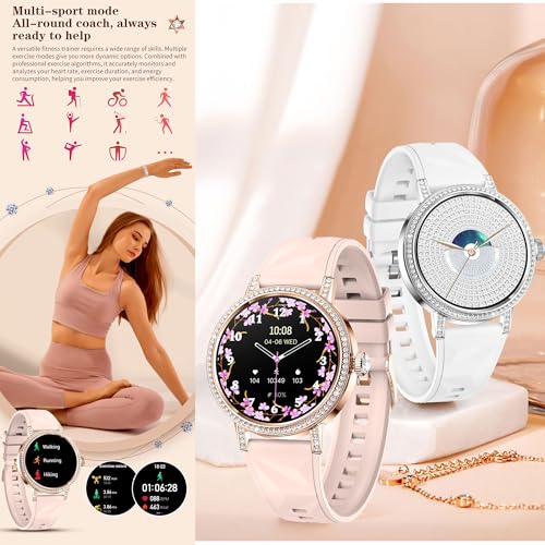 MYSHUN Reloj Inteligente Mujer con Llamadas, 1,27 Pulgada Smartwatch Mujer Deportivo con Podometro Pulsometro SpO2 Sueño Presion Arterial Actividad IP67 Reloj Digital para iOS Android (Plateado)