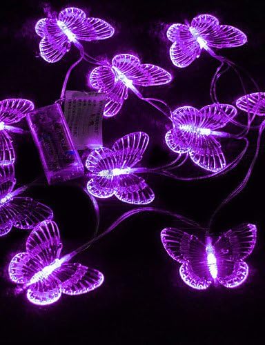 HJL- 1.5M 10 Heads Purple Butterfly LED String Light (Use battery)- Christmas &amp; Halloween Decoration , 110-120v