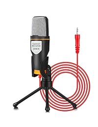 iUKUS PC Microphone with Mic Stand, Professional 3.5mm Jack Recording Condenser Microphone Compatible with PC, Laptop, iPad, iPhone, Mac-Recorder Singing   Skype Gaming (3.5mm PC Microphone)