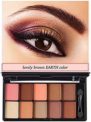 10Color Pressed Eyeshadow Palette Makeup Highly Pigmented Professional Eyes Makeup Super Smooth Brush Inside (Lovely Brown)