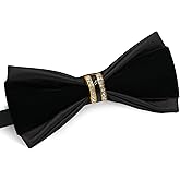 GHTIYLP PU Leather Bowtie with Rhinestone Decoration Tuxedo Bow Ties for Men Pre-tied Adjustable Men's Bow Ties for Wedding