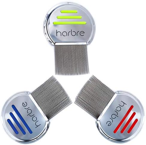 Harbre3 Pack Professional Quality Stainless Steel Reusable Terminator Lice Comb Individually Packaged to Prevent Contamination Removes Eggs and Nits New Improved Teeth for Better Performance