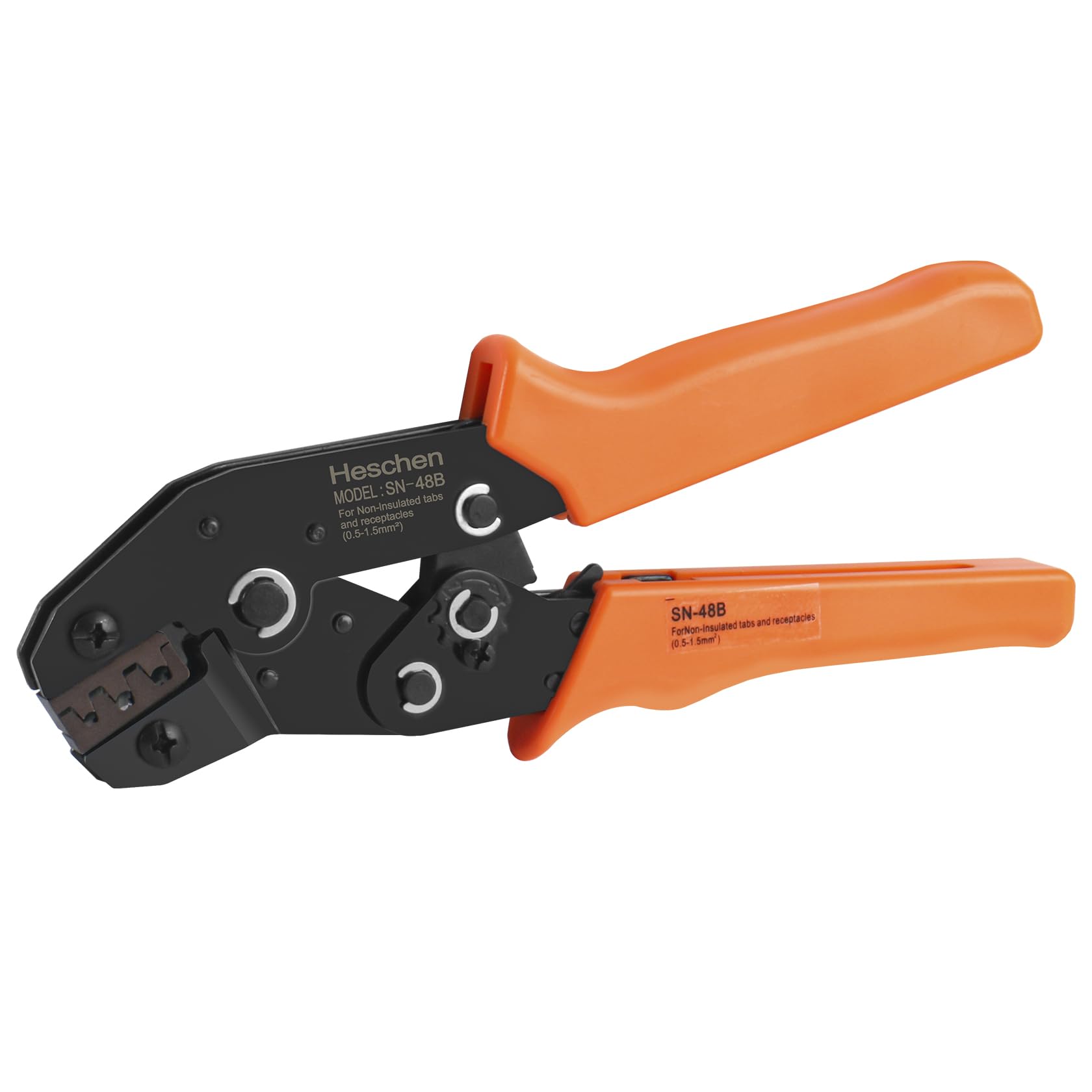 Heschen Mini Ratchet Crimper Plier, SN-48B, Non-Insulated Terminals Crimping Tools, Use for 0.5-1.5 mm² (22-16 AWG), Orange