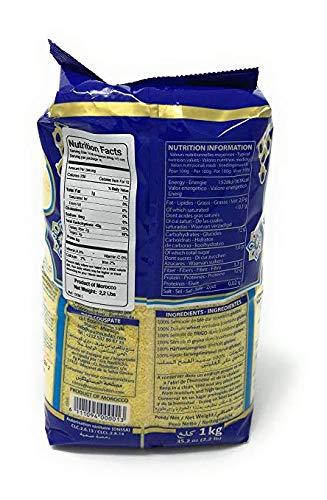 Dari Medium Moroccan Couscous 1kg (2.2lb) Pack of 3 - Authentic Moroccan Product for Easy Family Meals