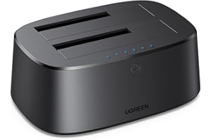UGREEN 2 Bay Hard Drive Docking Station, Dual SSD HDD 2.5 3.5 inch SATA Enclosure with Offline Clone and Duplicator Function,