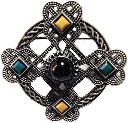 Pewter Celtic Multi-Cabochon Brooch