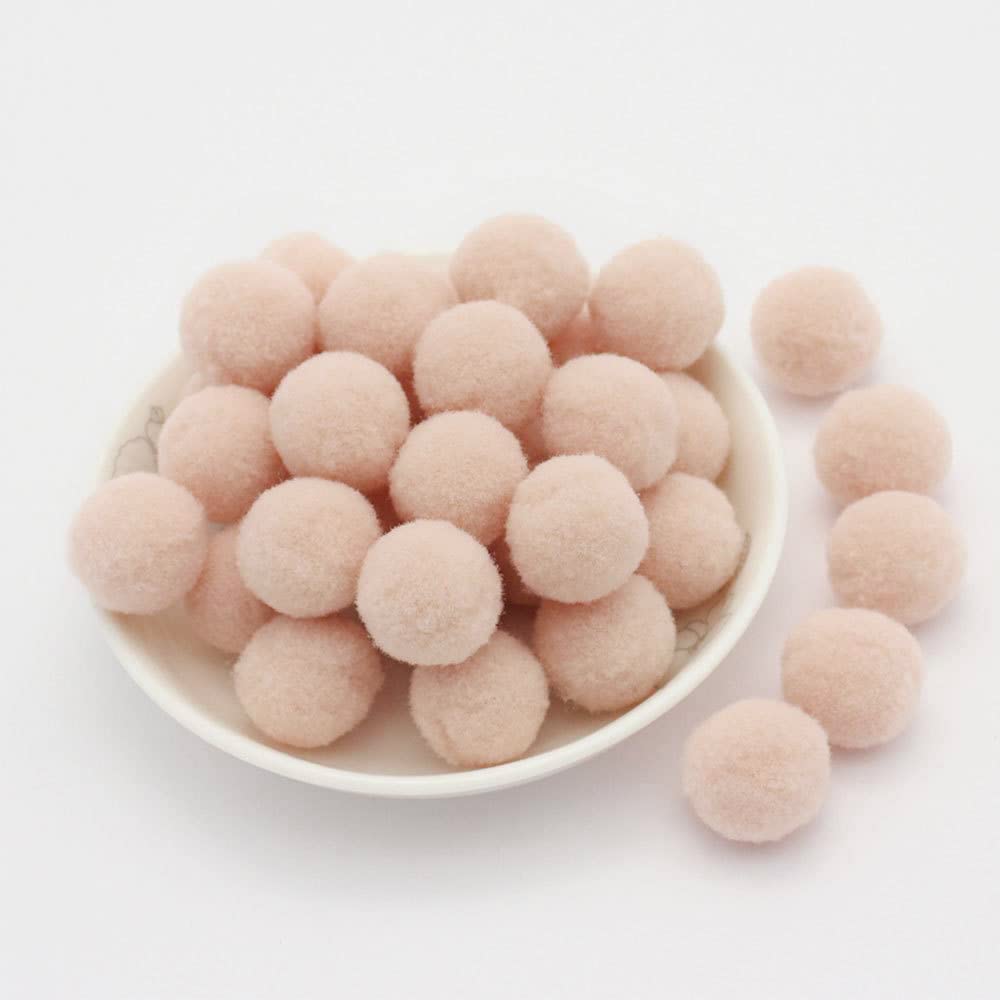 15 mm, approx. 144 pieces, colourful mini pompoms for crafts, felt balls, colourful pom pom balls, small pompoms, fluffy plush balls for decorating, sewing, DIY, creative crafts, beige