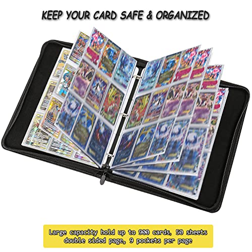 Hockey Cards Card Binder 9 Pocket With 50 Removable Sleeves, Holds 900 Top Loader Binder