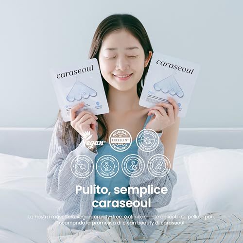 caraseoul Glowganic Pro Collagen Hydrogel Face Mask - Niacinamide (Vitamin B3) and Adenosine, Moisturizing and Brightening, Pore-Minimizing, Korean Skincare, Vegan, Night Face Masks [4 Pieces]