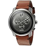 Movado Mens Swiss Quartz Stainless Steel and Brown Leather Casual Watch Model: 3600367