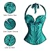 Charmian Women's Burlesque Vintage Renaissance Padded Satin Halter Bustier Corset Top with Zipper Turquoise XX-Large