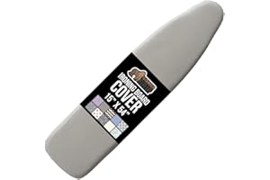 GORILLA GRIP The Original Ironing Board Cover and Pad, Silicone Coating, Thick Scorch Resistant Padding, Heavy Duty Iron Covers Standard Boards, Hook and Loop Fastener Strap, Silver, 15x54