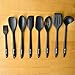 4YANG Cooking Utensil Set -Heat Resistant Kitchen Gadgets (8 Pieces)-Includes:Turner, Slotted spoon , Ladle ,Spoon, Spoon Spatula, Spoonula, Spatula & Basting brush (Black)
