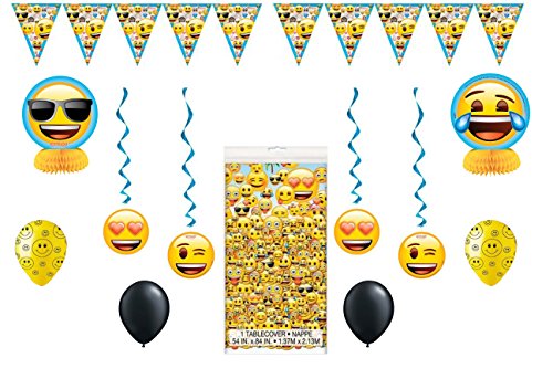 Emoji party pack~ decoration kit, balloons, tablecover
