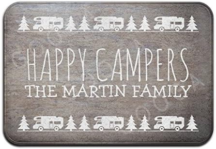 Rustic Wood Personalized Camping Happy Campers Super Absorbent Anti-Slip Mat Indoor/Outdoor Decor Rug Doormat 24x16 Inch Home Decor