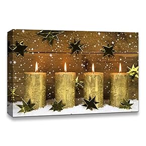 Canvas Wall Art Christmas Candles for...