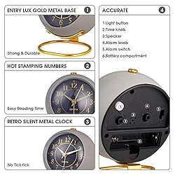 Metal Desk Alarm Clock, rjuwurv Retro Bedroom Table