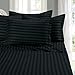 Elegant Comfort 1500 Premier Hotel Quality Stripe 4 Piece Wrinkle Resistant Luxurious Sheet Set, Queen, Black