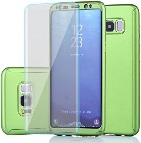 Samsung Galaxy S8 Case,Full Body Protection Ultra-Thin Hard PC Case With A Soft HD Screen Protector 360 All Round Anti Scratch Removable Hybrid Cover For Galaxy S8 (Green)