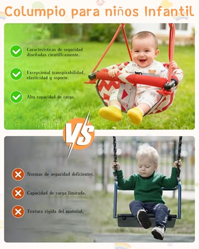PLMUYY Ajustable Columpio para niños, Doble protección de Seguridad, Incluye Bolsa de Almacenamiento, 2 Pernos de Expansión, Soporta hasta 100 kg, para niños a Partir de 6 Meses