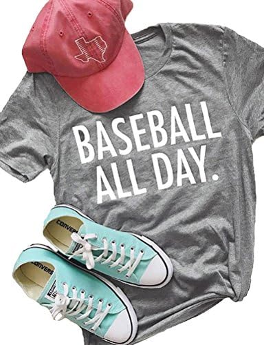 ZJP Women Casual Short Sleeve Baseball All Day Letter Print Shirt Tee Top Blouse